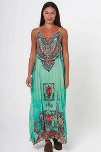 Peacock Feather ON0005 Scoop Maxi Dress (Mint)