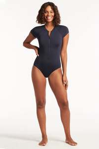 Sea Level  Eco Essentials Short Sleeve One Piece (Navy)