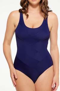 Togs TBO2TH Mastectomy Friendly Textured Patchwork Swimsuit (Navy)