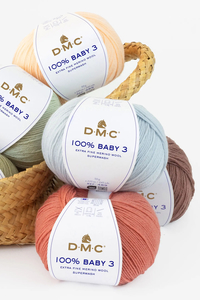 Wool: DMC 100% Baby Merino 4ply & DMC 100% Baby 3 Merino 4ply 50gm