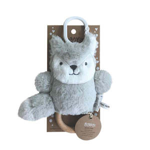 OB Designs Baby Rattle & Teething Ring - Ross Fox (Silver)