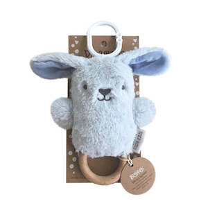 OB Designs Baby Rattle & Teething Ring - Bruce Bunny (Blue)