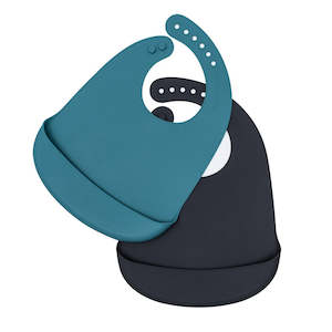 We Might Be Tiny - Catchie Bib - Blue Dusk + Charcoal