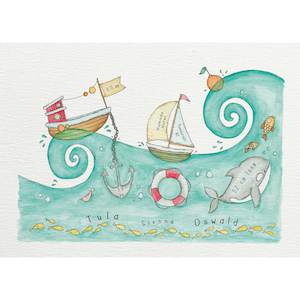 Customisable New Baby Art Print A3 - Sea #AP-NB-A3-WS-159