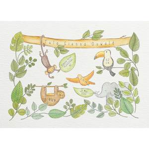 Customisable New Baby Art Print A3 - Jungle #AP-NB-A3-WS-160