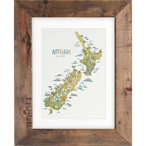 Ws Art Prints: Art Print A3 - NZ Nature Map #AP-A3-WS-147