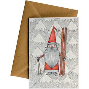 Ws Christmas Cards: Santa Skis #WS-C104