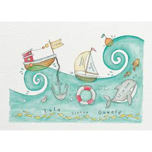 Ws Art Prints: Customisable New Baby Art Print A3 - Sea #AP-NB-A3-WS-159