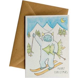 Ws Christmas Cards: Skiing Yeti #WS-C143
