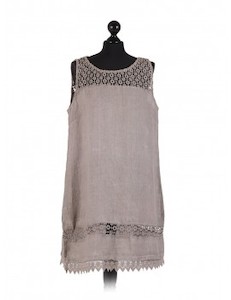 Italian Linen Luca Dress Light Grey