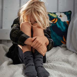 Merino Wool Crew Socks | CHILD | Coal
