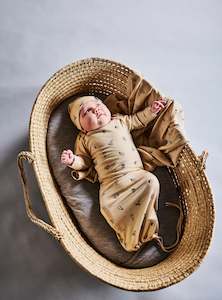 KNOTTED BEANIE & BOOTIE SET - Wheat Fruit'n'Veg