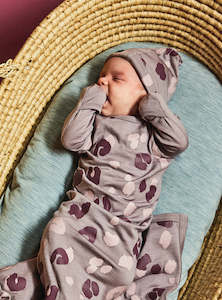 Knotted Beanie and Bootie Set, Lavender Roar