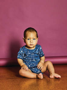Ezra Shortsleeve Bodysuit, Storm Scribble