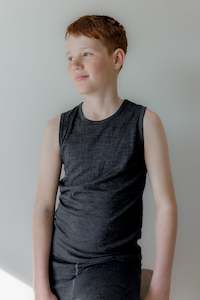 Merino 365: YOUTH SINGLET- Iron Marle