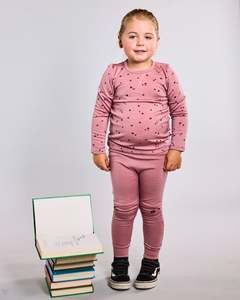Lfoh Winter 25 Baby: Wyatt Long Sleeve Top - 100% Merino Wool, Rose Mini Heart