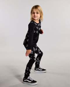 Lfoh Winter 25 Baby: Patch Leggings - 100% Merino Wool, Black Monsters