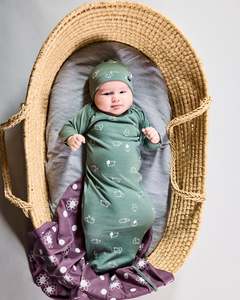 Newcomer Baby Gown - 100% Merino Wool - Fern Flock