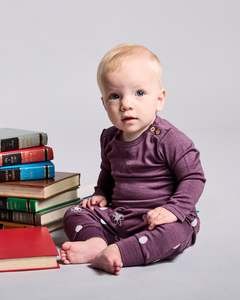 Asher Pants - 100% Merino Wool - Plum Daisy