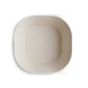Home: Mushie Set of 2 Square Dinner Bowls - Ivory