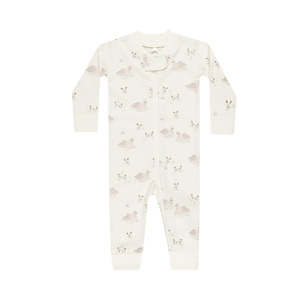 Sleepwear: Quincy Mae Zip Longsleeve Sleeper - Swans
