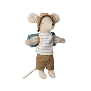 Dolls: Maileg Hiker Mouse Big Brother - Blue Stripes