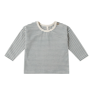 Quincy Mae Long Sleeve Tee - Ocean Micro Stripe