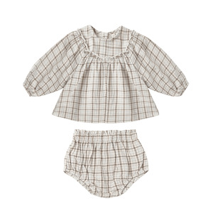 Tops 1: Quincy Mae Mia Top + Bloomer Set - Blue Plaid