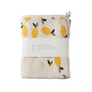 Nature Baby Organic Cotton Hooded Towel - Lemon Print