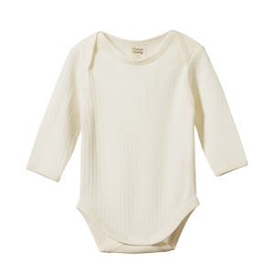 Nature Baby Merino Pointelle Long Sleeve Bodysuit - Natural