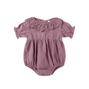 Sleepwear: Quincy Mae Collared Romper - Mulberry
