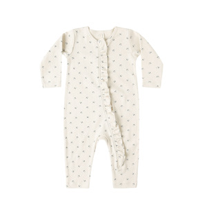 Sleepwear: Quincy Mae Ruffle Jumpsuit - Blue Ditsy