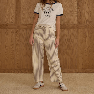 Gifts For Mum: Rylee + Cru Womens Barrel Pant - Burgundy Pinstripe