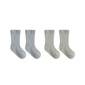 Bottoms: Quincy Mae Socks Set - Fern, Steel Blue