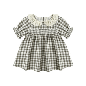 Quincy Mae Callie Short Sleeve Dress - Forest Check