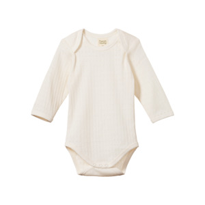 Nature Baby: Nature Baby Pointelle Longsleeve Bodysuit - Natural