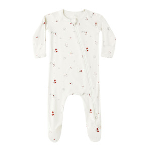 Sleepwear: Quincy Mae Bamboo Zip Footie - Winter Wonderland