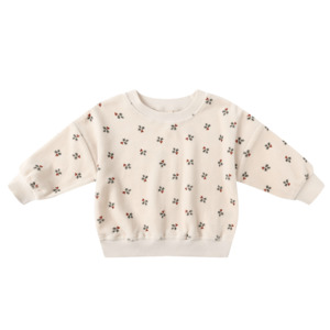 Quincy Mae Velour Relaxed Sweatshirt - Holly Berry