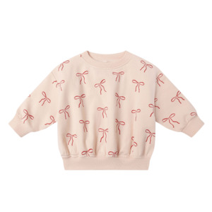 Winter Warmers: Quincy Mae Relaxed Fleece Sweatshirt - Red Bows