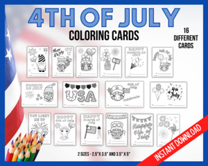 4th July: 4th July Coloring Cards