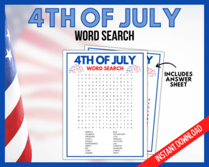4th July: 4th July Word Search