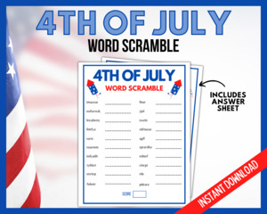 4th July: 4th July Word Scramble