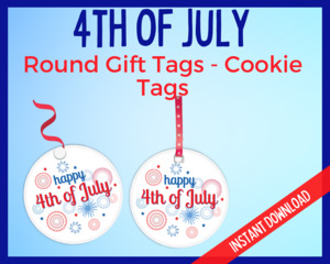 4th July: 4th July Round Cookie Tags