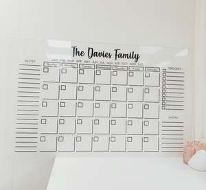 Planners Calendars: Dry Erase Acrylic Monthly Calendar Family