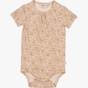 Wheat - Short-Sleeved Jersey Bodysuit - Rose Flowers