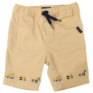Baby Boy 0 24 Months: Korango - Truck and Diggers Embroidered Twill Short Sand