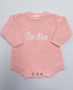 Personalised Embroidered Organic Cotton Knit Romper