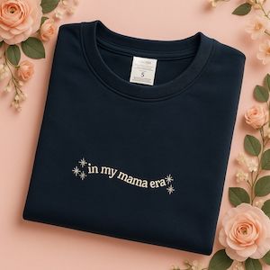 “In My Mama Era” Embroidered Blue Sweatshirt