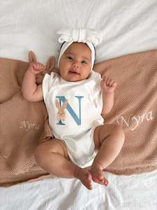 Personalised Embroidered Bunny Initial Romper