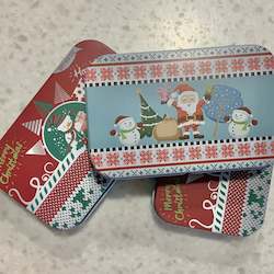 Flat Christmas Tin For Pins/Keyrings/Worry Stones/Crystals